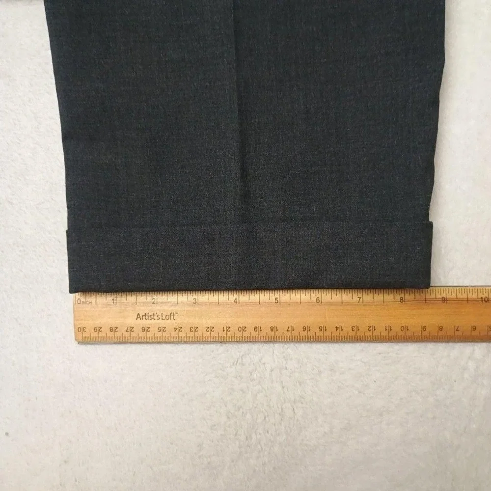 Polo Ralph Lauren Pants Men 36x28 Gray Dress Wool Cuffed Lined Flat Front Hole
